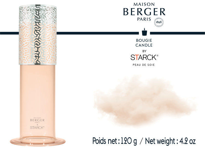 Kerzenhalter & Duftkerze 120g Rose by Starck - Peau de Soie von Maison Berger
