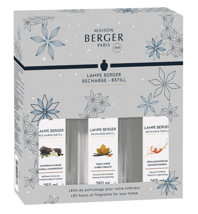 Lampe Berger Duftset Rosalie 3 x 250 ml Bourbon Vanille / Herbstzauber / Sprudelnde Lebensfreude von Maison Berger