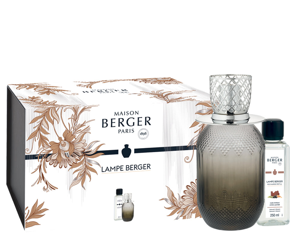 Lampe Berger Geschenkset Evanescence Grau - Kraftvolles Leder von Maison Berger