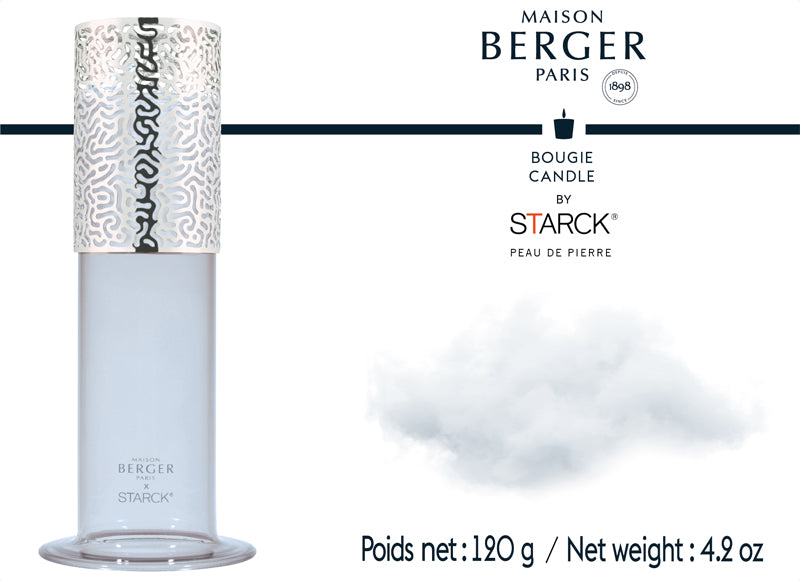 Kerzenhalter & Duftkerze 120g Gris by Starck - Peau de Pierre von Maison Berger