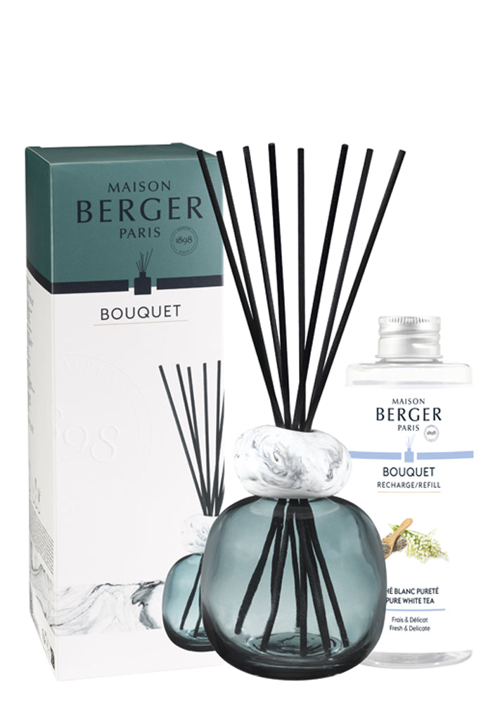 Stäbchenduft Mineral Blau/Weiß - Weißer Tee von Maison Berger