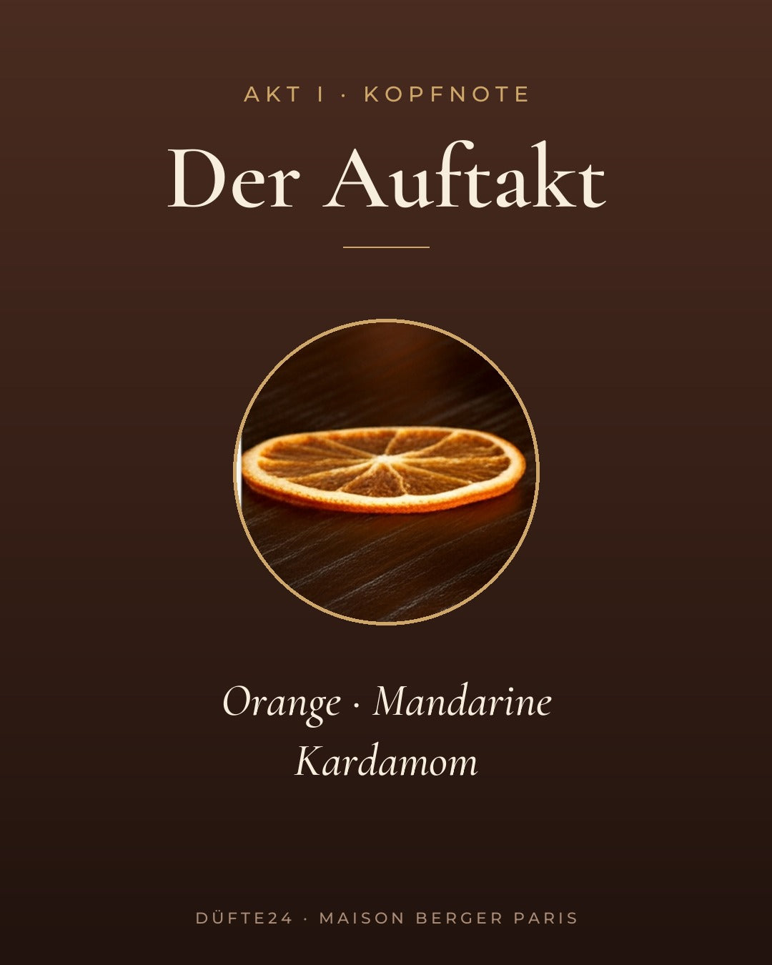 Bourbon Vanille Duft Kopfnote: Orange, Mandarine, Kardamom